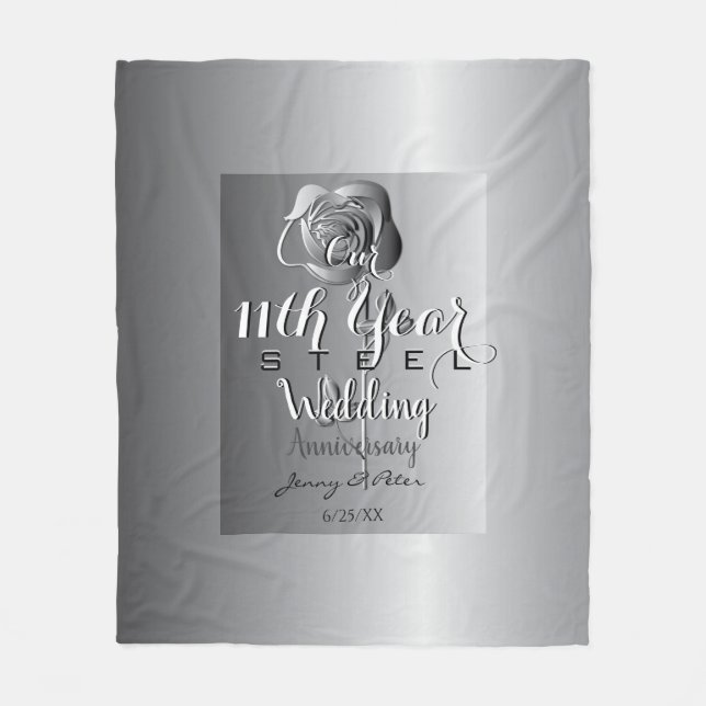 Couverture Polaire 11e anniversaire Mariage Rose en acier (Devant)