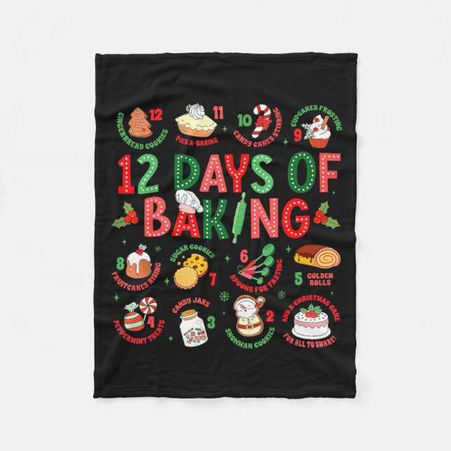 Couverture Polaire 12 Days Of Baking Baker Christmas Cook Chef Baking (Devant)