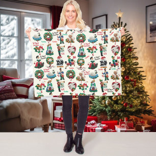 Couverture Polaire 12 Jours de Noël Ajouter Nom Mignons Ornements en 