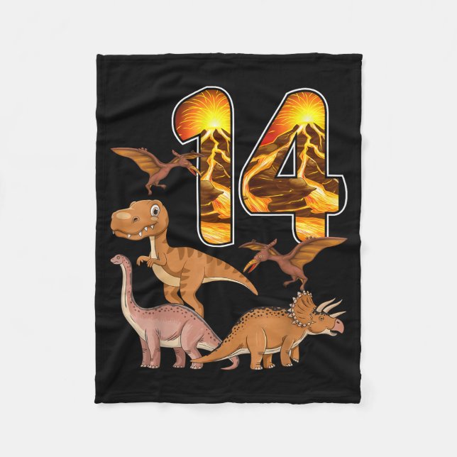 Couverture Polaire 14th Birthday Dinosaur T-rex 14 Years Old Birthday (Devant)