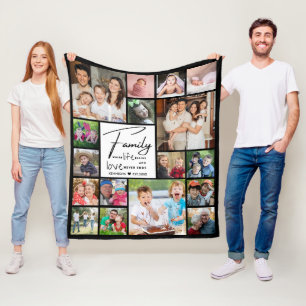 Couverture Polaire 17 Photo Collage Nom De Famille Citation Noir Et B