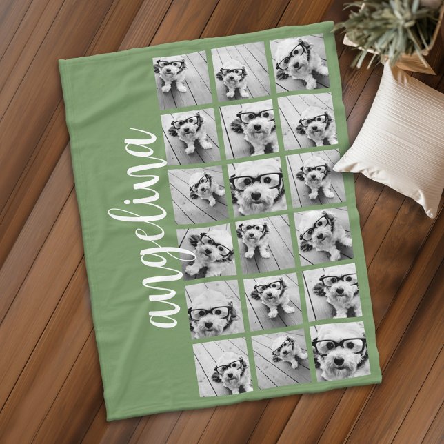 Couverture Polaire 18 Collage de photos - CAN EDIT couleur arrière -  (Personalized fleece blanket with photos and text)