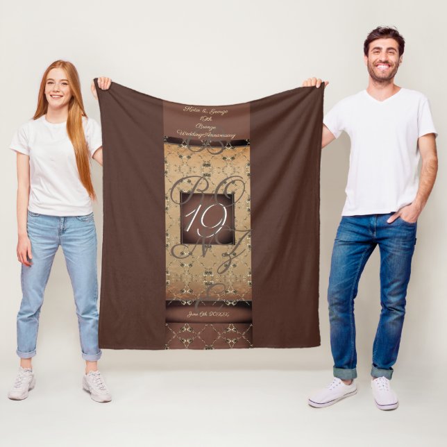 Couverture Polaire 19e anniversaire Mariage bronze foncé Fleece Blank (En situation)
