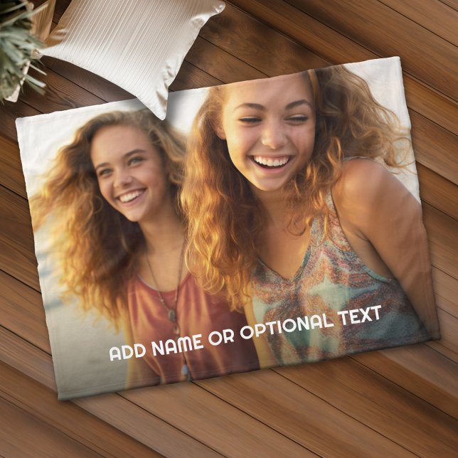 Couverture Polaire 1 photo et texte intégral - Paysage horizontal (Custom Fleece Blanket - Add Photos and Text)