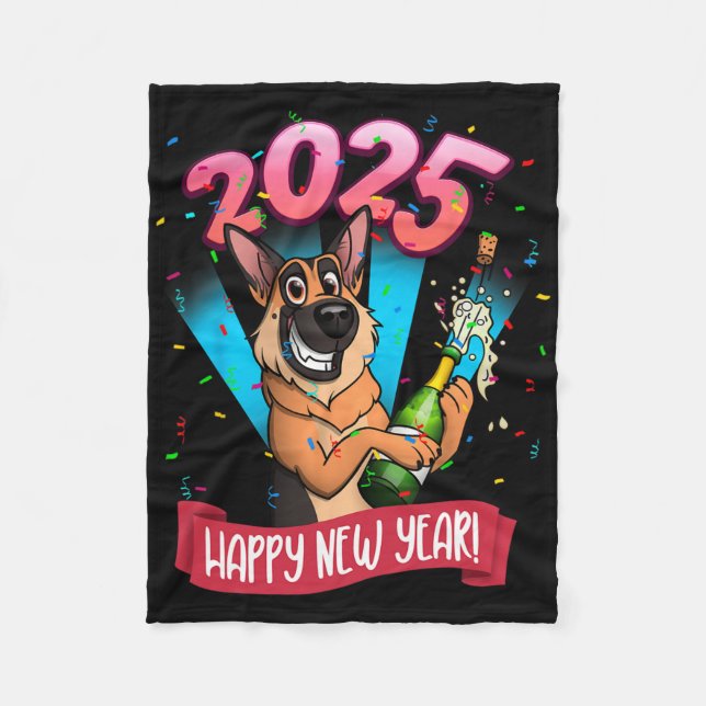 Couverture Polaire 2025 Happy New Year German Shepherd Edition  (Devant)