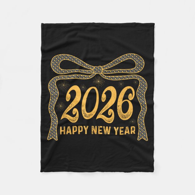 Couverture Polaire 2026 Happy New Year Bow Fireworks Celebration Desi (Devant)