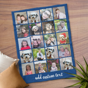 Couverture Polaire 20 Photo Collage - Grille avec texte de script - b