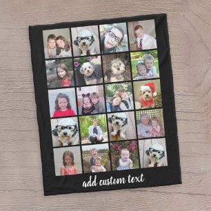 Couverture Polaire 20 Photo Collage - Grille avec texte de script - n