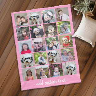 Couverture Polaire 20 Photo Collage - Grille avec texte de script - r