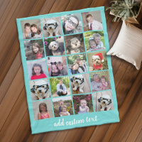 20 Photo Collage - Grille avec texte script aqua t