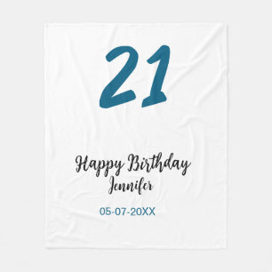Couverture Polaire 21 ans audacieux lettre bleue simple minimum