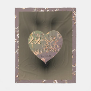 Couverture Polaire 22e anniversaire de Mariage Rose de coeur coppery
