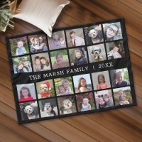 24 Photo Collage avec nom de famille Date - noir