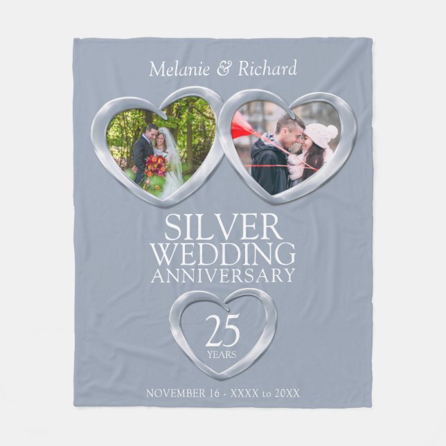 Couverture Polaire 25e anniversaire d'argent maintenant et puis coeur (Devant)