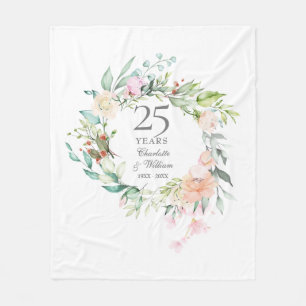 Couverture Polaire 25e anniversaire du Mariage d'argent Floral Garlan