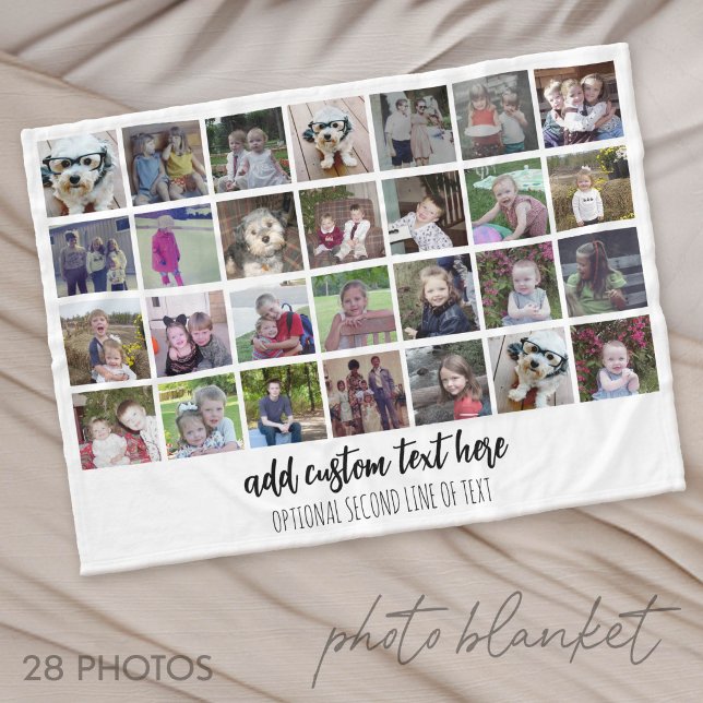 Couverture Polaire 28 Grille de collage photo - 2 Boîtes de texte - n (Photo Blanket - Customize with your favorite pictures)