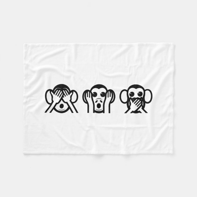 Couverture Polaire 3 Singes Sages Emoji (Devant (Horizontal))