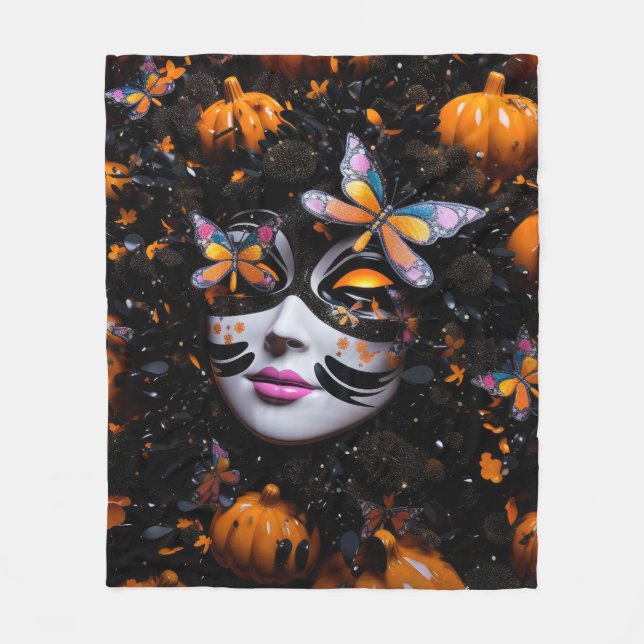 Couverture Polaire 3d glitter witch pumpkins butterflies (Devant)