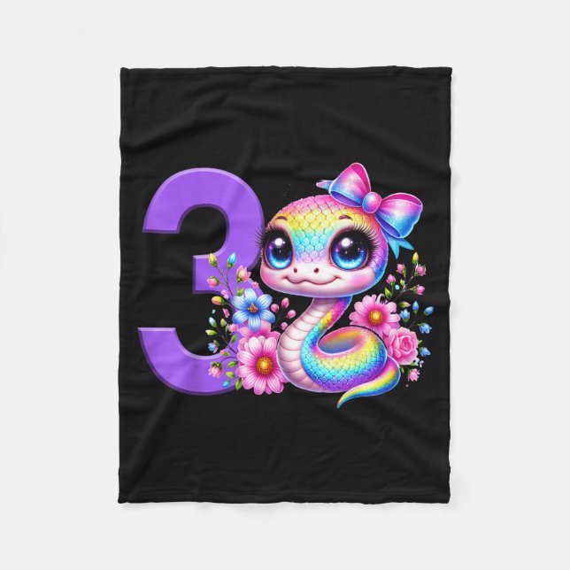 Couverture Polaire 3rd Birthday Girl Snake Party Rainbow Coquette Bow (Devant)