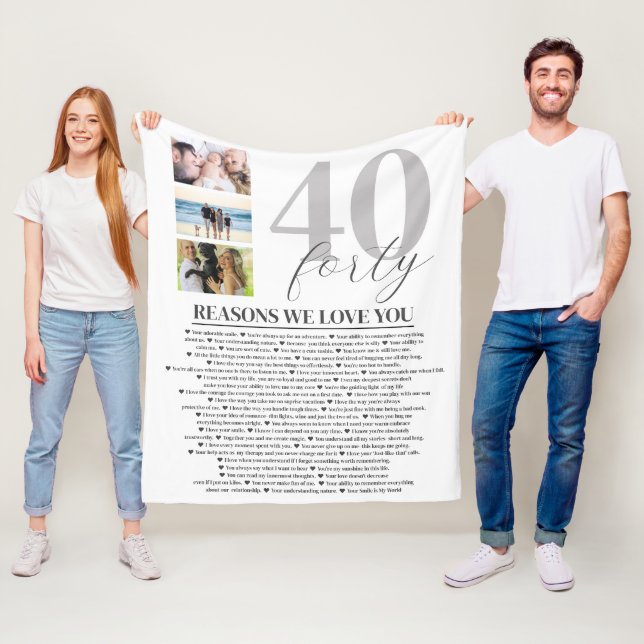 Couverture Polaire 40 Raisons Nous Vous Aimons Poster D'Art Cadeau (En situation)