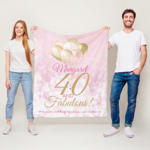Couverture Polaire 40e anniversaire rose 40 et fabuleux