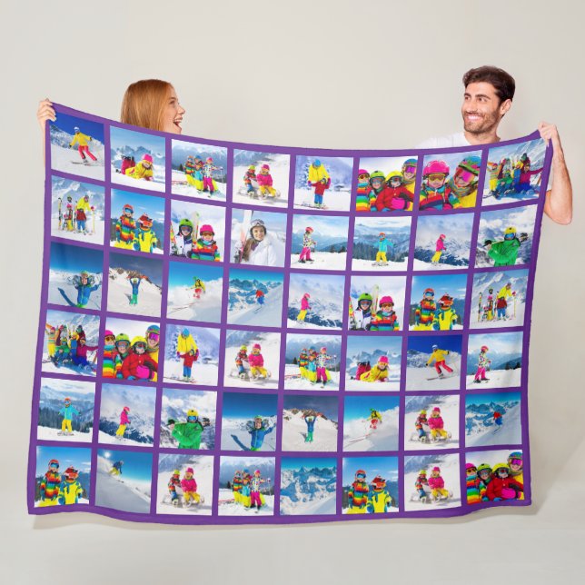 Couverture Polaire 48 Grille photo Collage Royal Purple (En situation)
