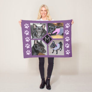 Couverture Polaire 4 Collage photo   Pawprints violets initiaux de ch