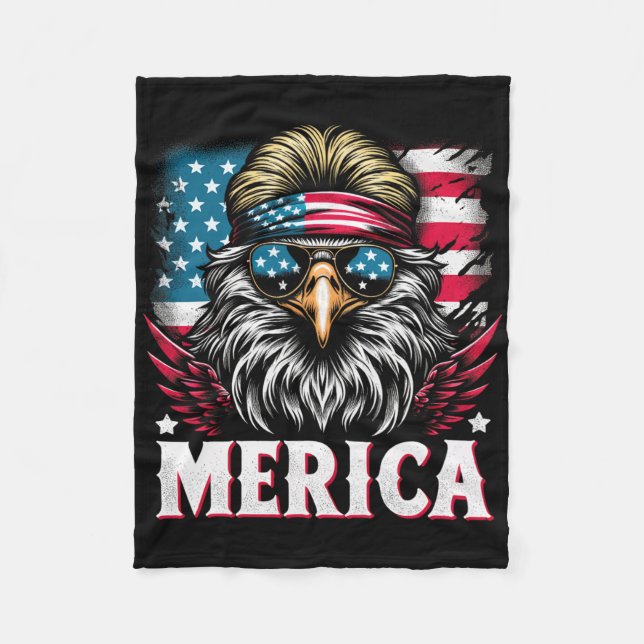 Couverture Polaire 4 juillet Aigle Funny Patriotique Juillet 4 Usa Me (Devant)