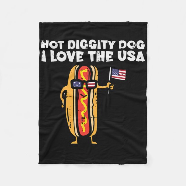 Couverture Polaire 4 juillet Hotdog Hot Diggity Chien Patriotique Fem (Devant)