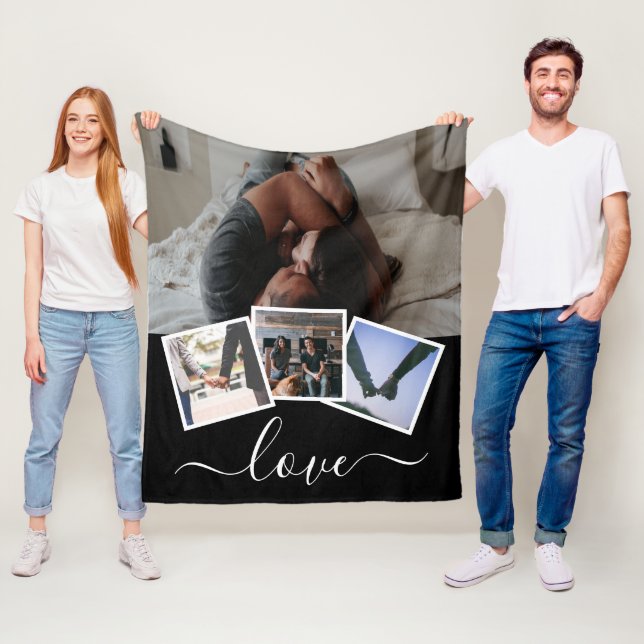 Couverture Polaire 4 Photo Love Personnalisée (En situation)