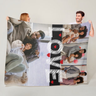 Couverture Polaire 4 Photos Collage Amour Avec Coeurs