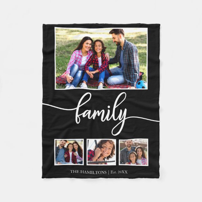 Couverture Polaire 4 Photos Collage Famille Décor (Devant)