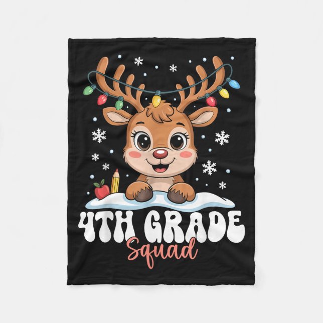 Couverture Polaire 4th Grade Squad Reindeer Christmas Lights Cute Win (Devant)