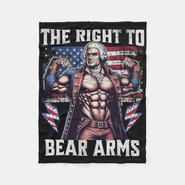 Couverture Polaire 4th Of July Dad Usa Flag 2nd Bear Arms Bodybuildin (Devant)