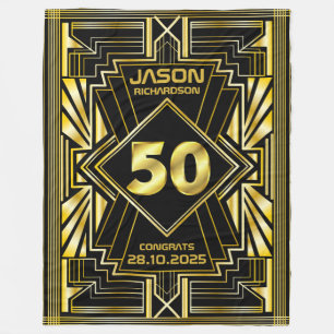 Couverture Polaire 50e anniversaire Art Déco Gold Black Great Gatsby