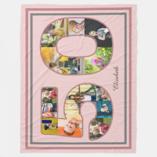 Couverture Polaire 50e anniversaire de fête Photo Collage Dusty Blush