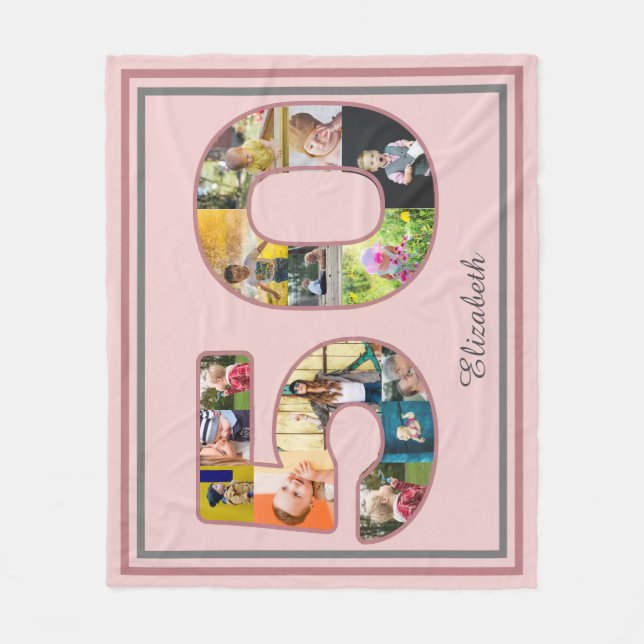 Couverture Polaire 50e anniversaire de fête Photo Collage Dusty Blush (Devant)