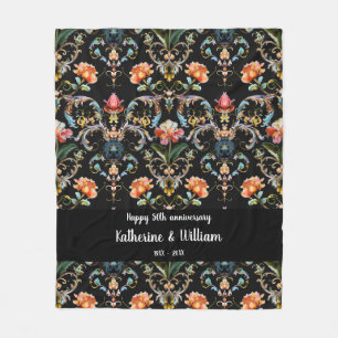 Couverture Polaire 50e anniversaire mariage damas floral
