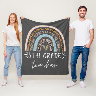 Couverture Polaire 5th grade teacher teach love inspire boho rainbow