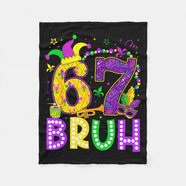 Couverture Polaire 67 Bruh Mardi Gras Funny Carnival Meme Slang Gen A (Devant)