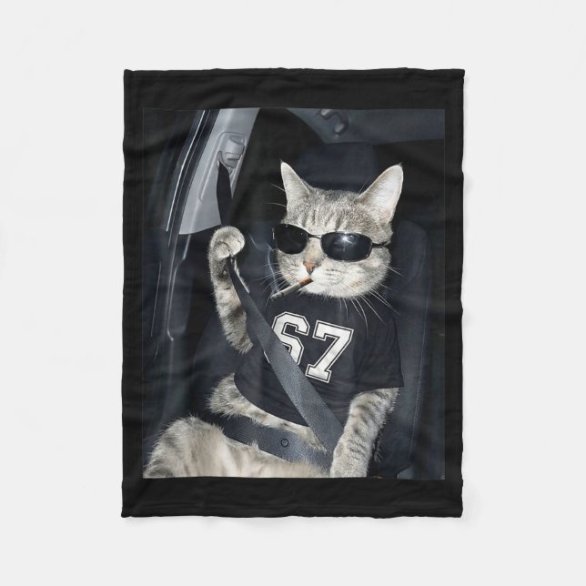 Couverture Polaire 67 Cat Wearing Sungles Gen Alpha Smoking Cat  (Devant)