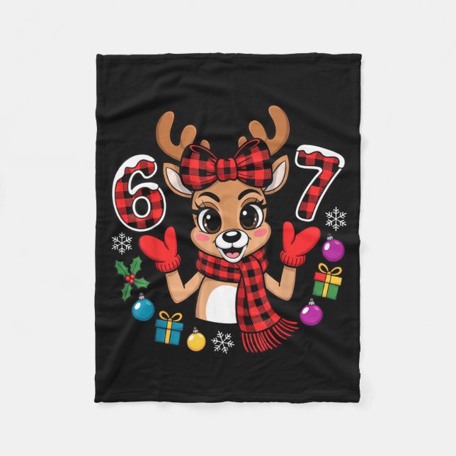 Couverture Polaire 67 Christmas Outfit Women Meme Reindeer Six Seven  (Devant)
