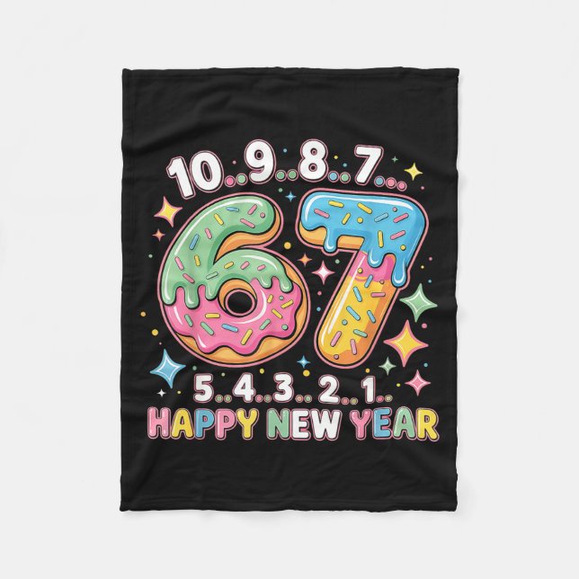 Couverture Polaire 67 Countdown Happy New Year 2026 Funny Donut Numbe (Devant)