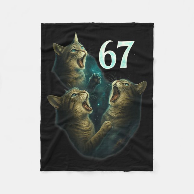Couverture Polaire 67 Meme Cat Howling At 67 Funny 6 7  (Devant)