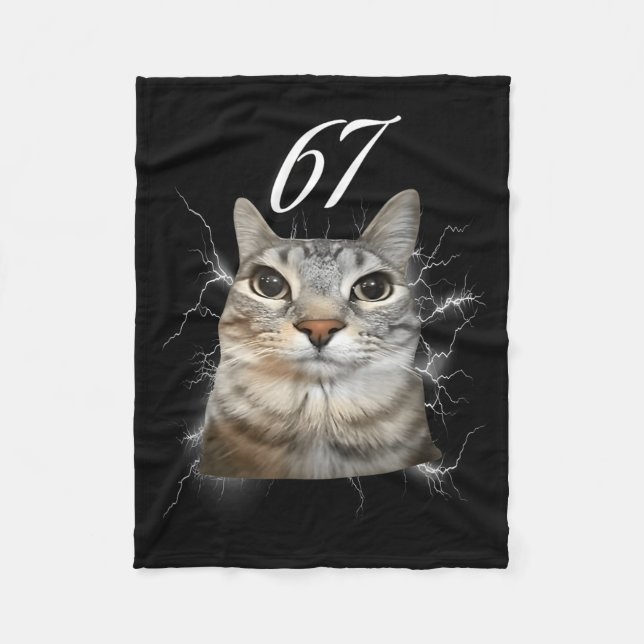 Couverture Polaire 67 Meme Cat Howling At Moon Brainrot Funny 6 7  (Devant)