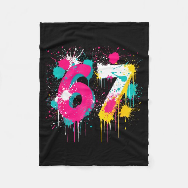 Couverture Polaire 67 Meme Drip Spray Paint Six Seven 80s Bright Colo (Devant)