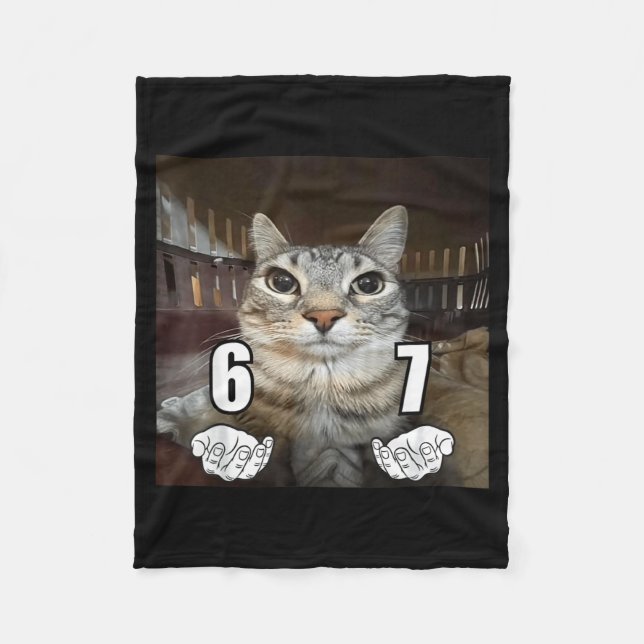 Couverture Polaire 67 Meme Funny Cat Six Seven Meme 6 7  (Devant)