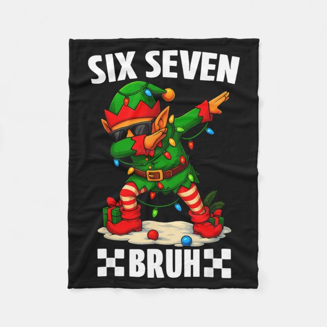 Couverture Polaire 67 Six Seven Bruh Funny Christmas Dabbing Elf 6 7  (Devant)