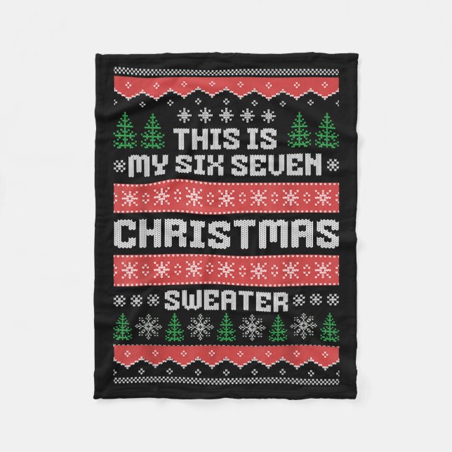 Couverture Polaire 67 Ugly Christmas Sweater Six Seven Meme Xmas Whit (Devant)