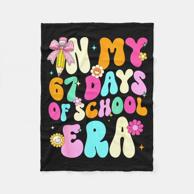 Couverture Polaire 67th Day Of School 67 Days Pencil Coquette Bow Mem (Devant)